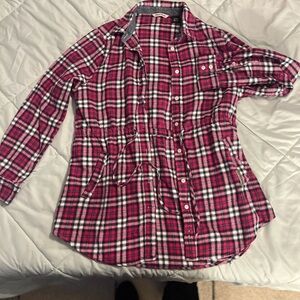 Field and stream Plaid Button-Up Shirt with middle sinch